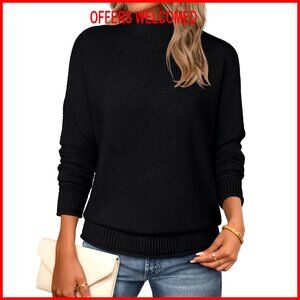 Turtleneck Long Sleeve Sweater Pullover Loose Fit Viscose Blend